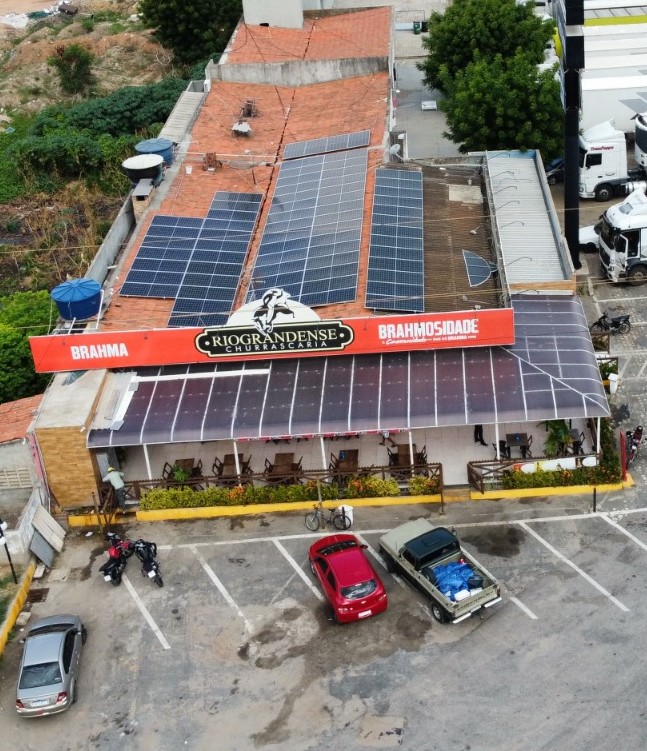 Sistema fotovoltaico do projeto Churrascaria Rio Grandense, em Mossoró/RN
